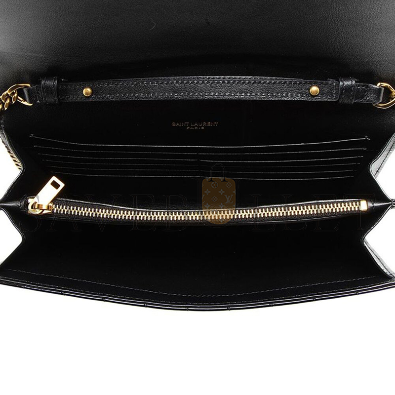 YSL LAMBSKIN CASSANDRE CHAIN WALLET IN PATENT LEATHER 743346 (23*14*3cm)